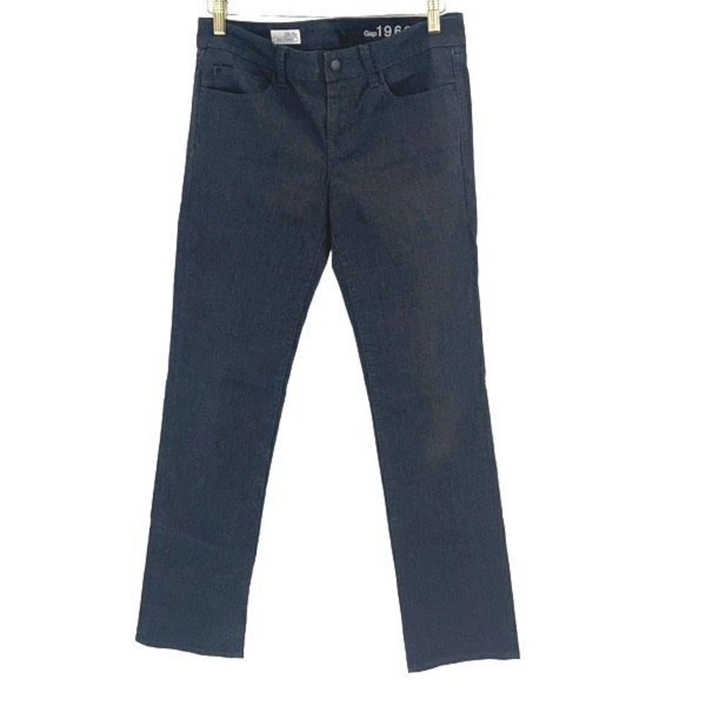 Gap 1969‎ Womens Stretch Dark Wash Real Straight Denim Jeans Black Size 28